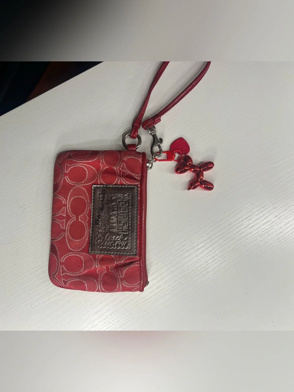 Coach Poppy Pink Signature Wristlet Pouch